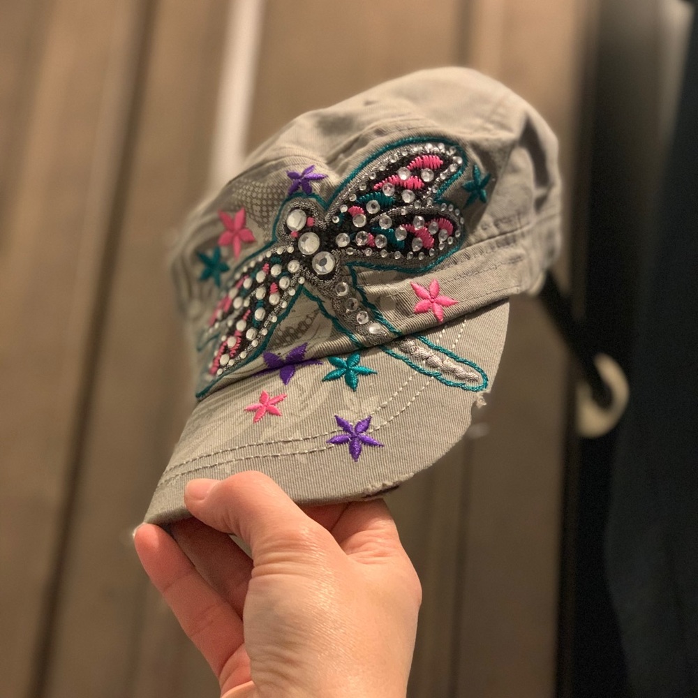 Bling hat with dragonfly